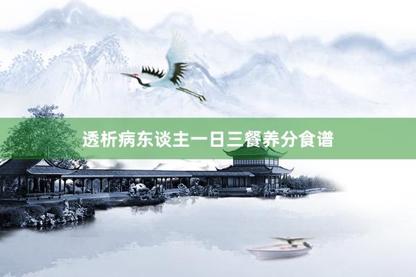 透析病东谈主一日三餐养分食谱
